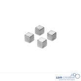 Imanes metálicos plateados cubo, 4 piezas