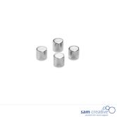 Imanes metálicos plateados cilindro, 4 piezas