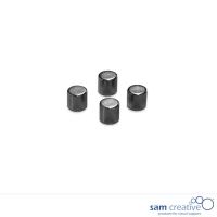 Imanes metálicos negros cilindro, 4 piezas